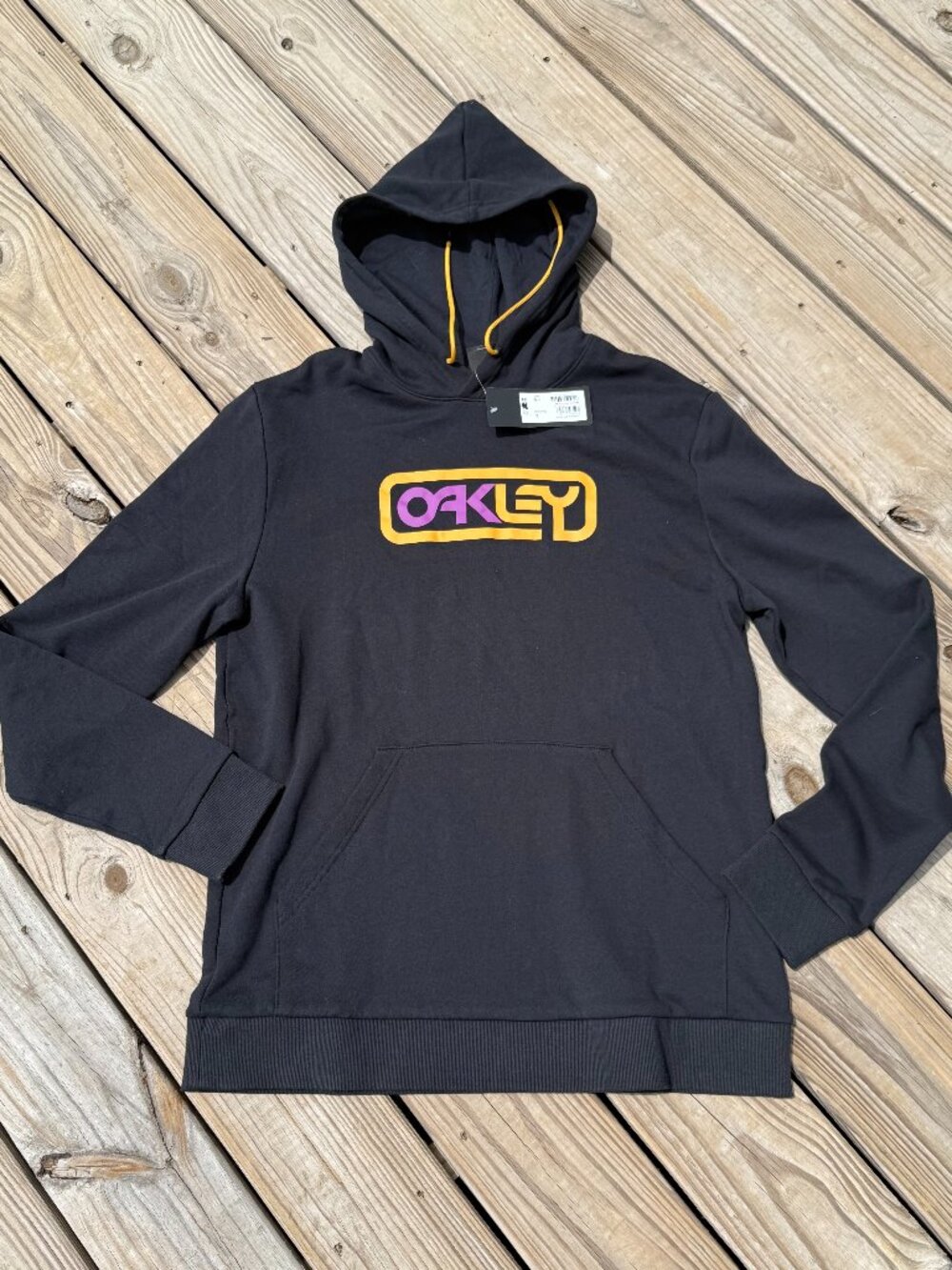 Oakley Logo Hoodie Black Y2K Streetwear Athleisure Skater Core SZ L 3447